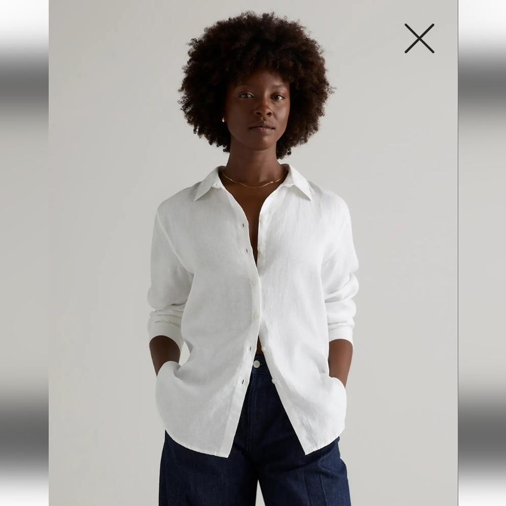 Quince White Linen Button-Down Shirt